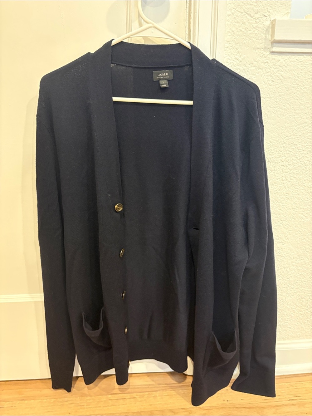 J. Crew Men's Dark Navy Button-Front Cardigan